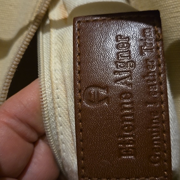 Aigner Elegant Brown leather and Tan Woven Tote Bag - Picture 2 of 6